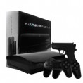 Video Game FlinStation 3 com 2 controles, pistola laser e cartucho com mais de 130 jogos